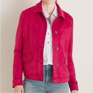 Chicos Pink Faux Suede Jacket Women’s size 1 Medium